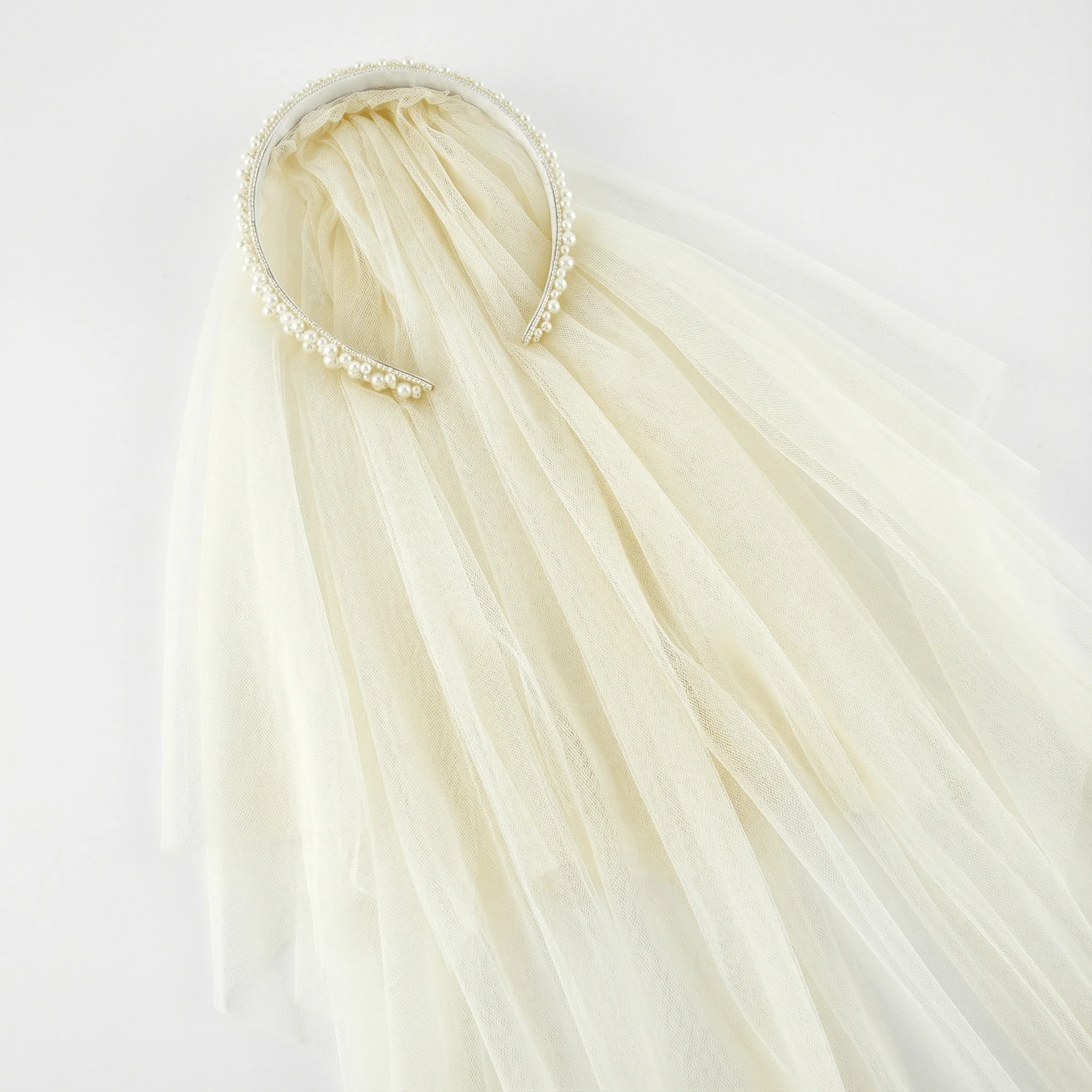 Headband Veil Set | Beaded Bachelorette Party Wedding Veil - Image 4
