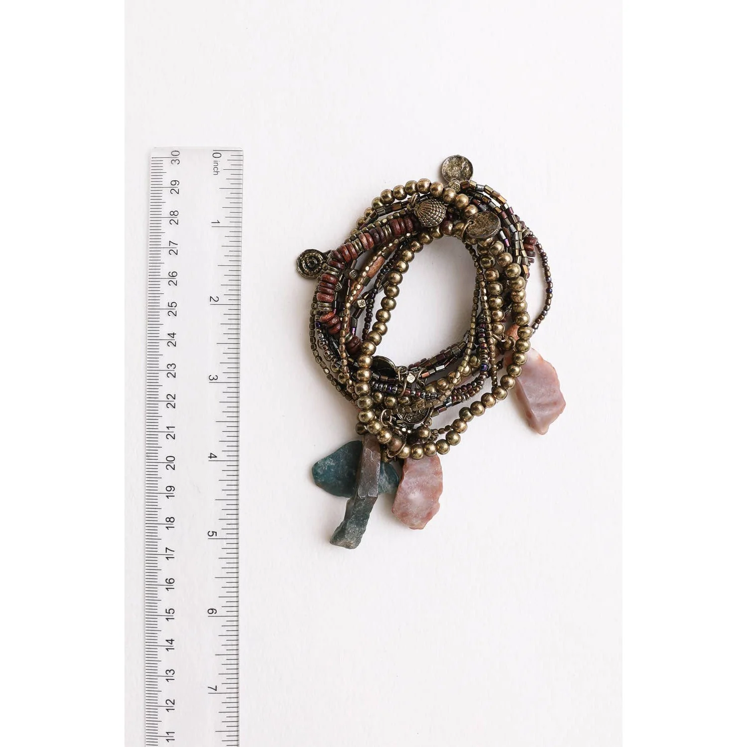 Boho Stone and Bead Stack of 10 Bracelets | Stretch Stackable Jewelry - Image 5