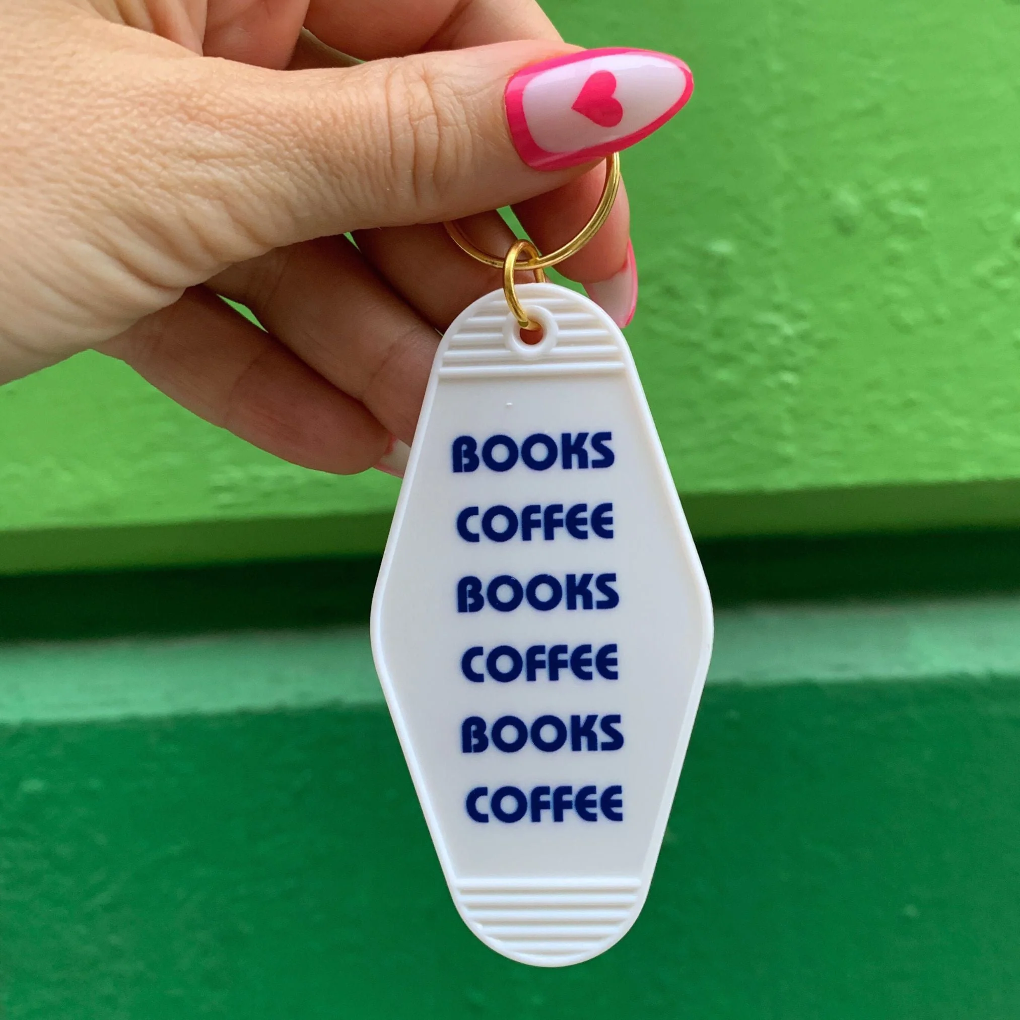 Books Coffee Books Coffee Motel Style Keychain in White - Image 3