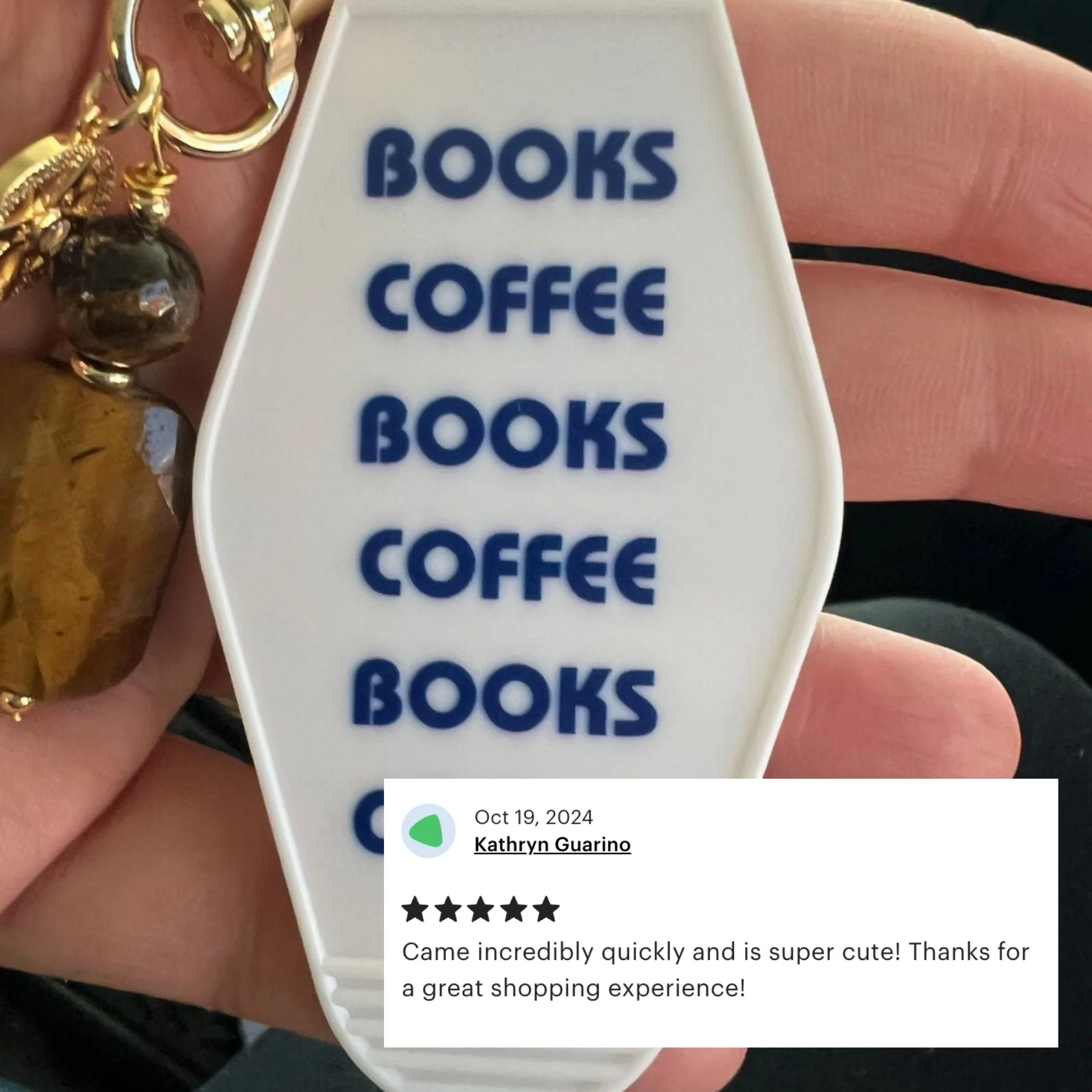 Books Coffee Books Coffee Motel Style Keychain in White - Image 7