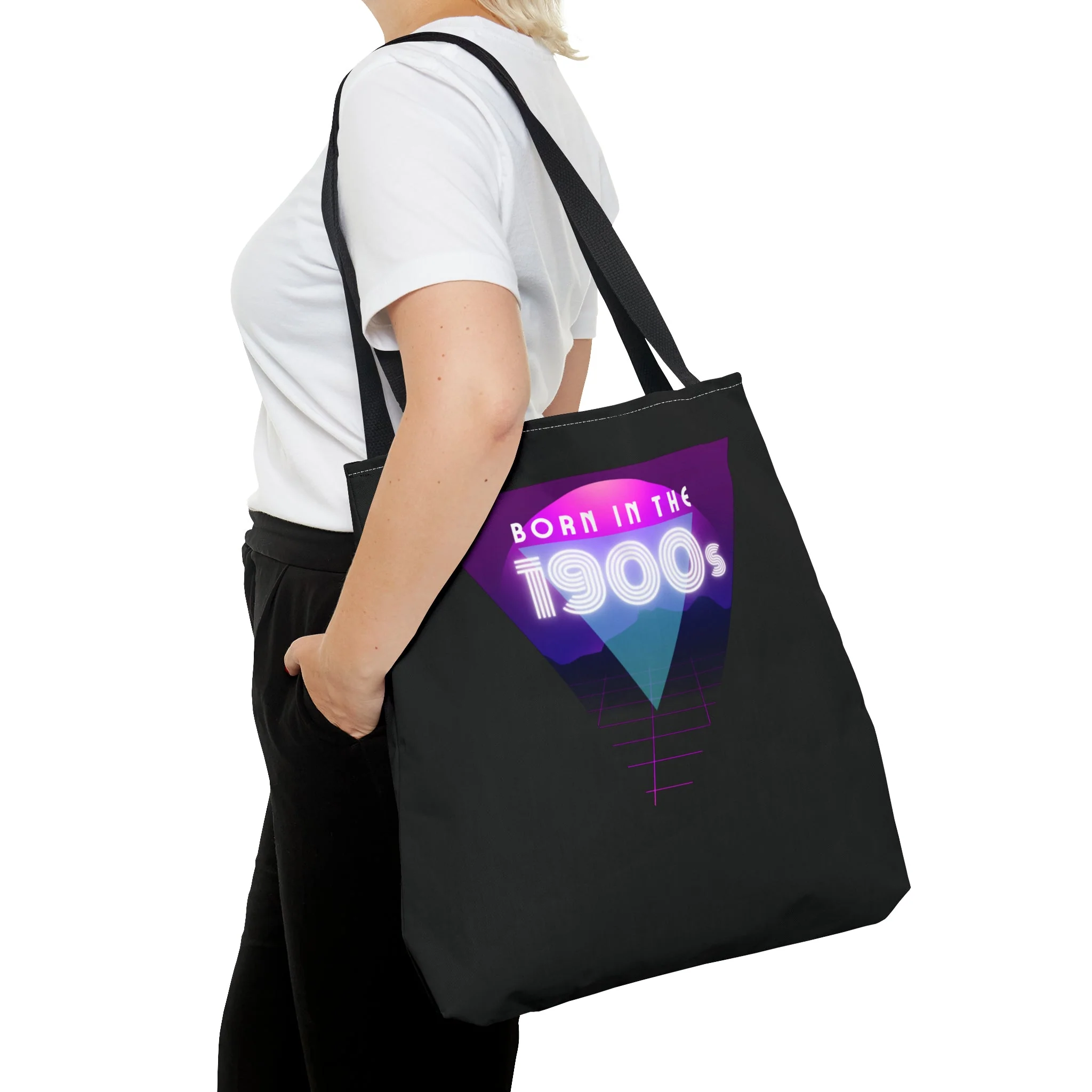 Born in the 1900s Tote Bag in Black | 18" x 18" - Image 5