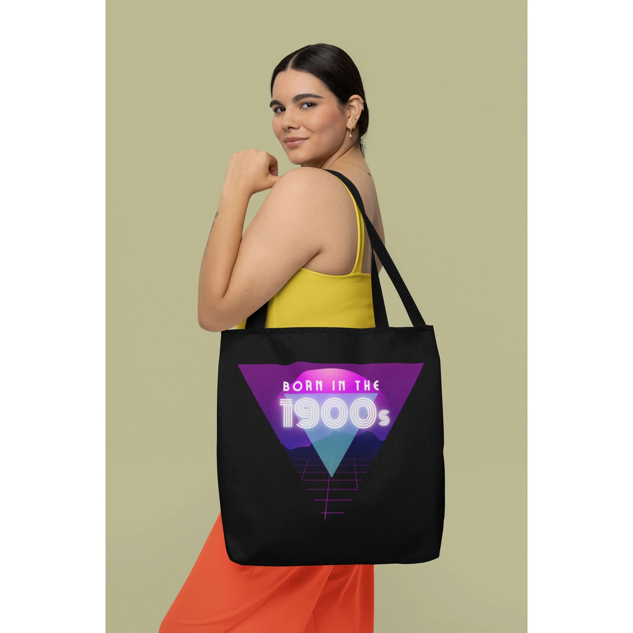 Born in the 1900s Tote Bag in Black | 18" x 18" - Image 6