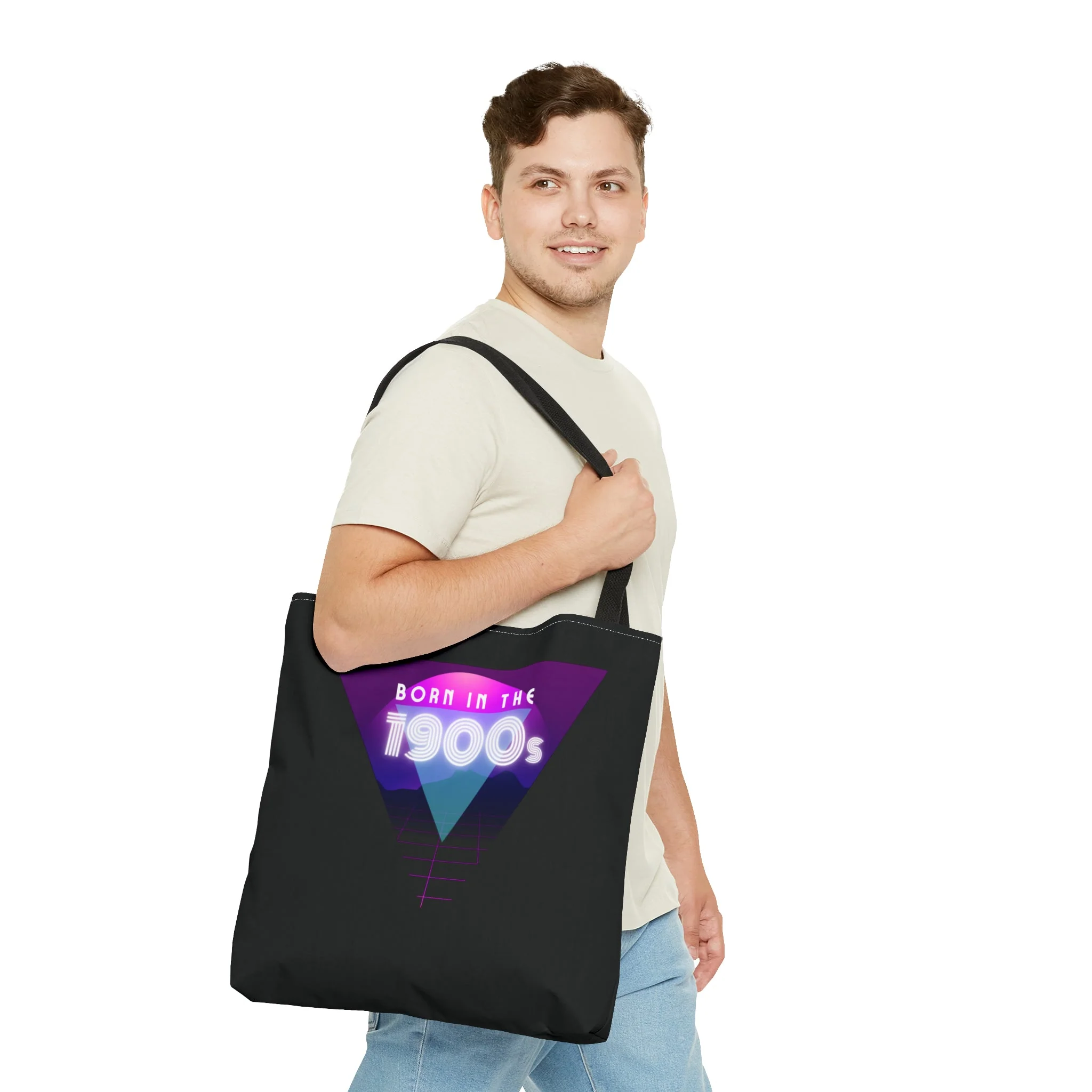 Born in the 1900s Tote Bag in Black | 18" x 18" - Image 8