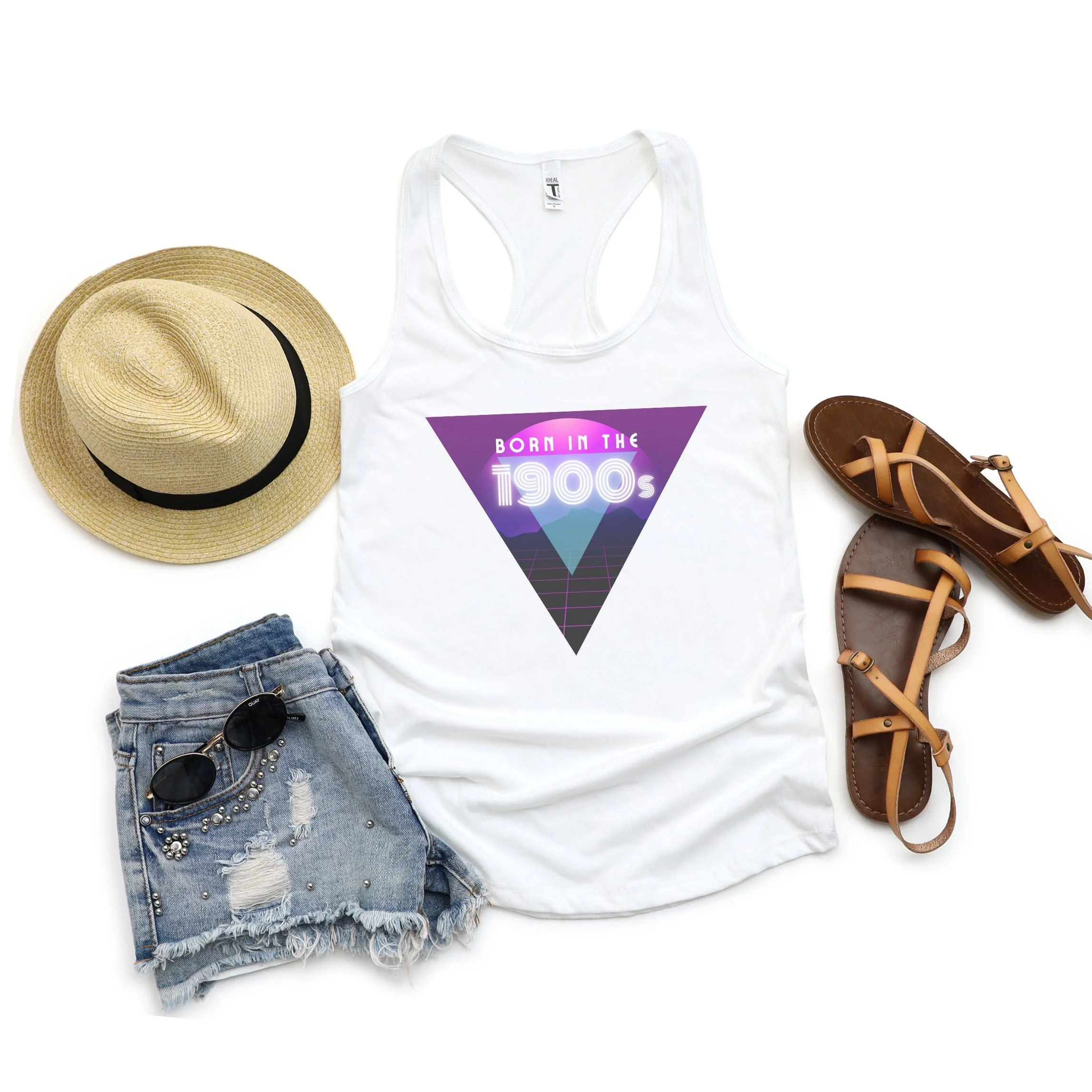 Born in the 1900s Women's Ideal Racerback Tank - Image 12