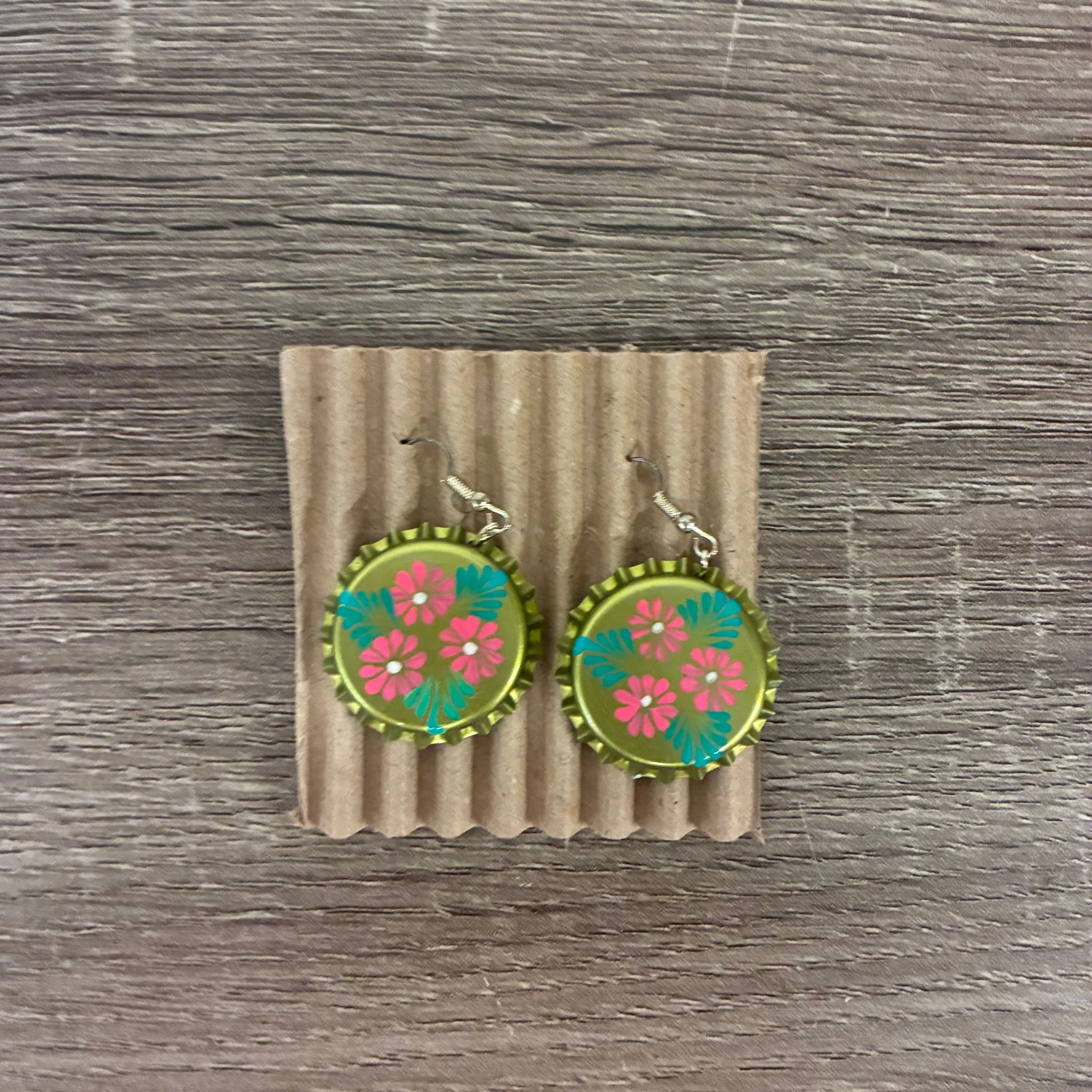 Hand Painted Bottlecap Frida Kahlo Earrings in 4 Color Combos | Made in Peru Hook Dangling Earrings - Image 13