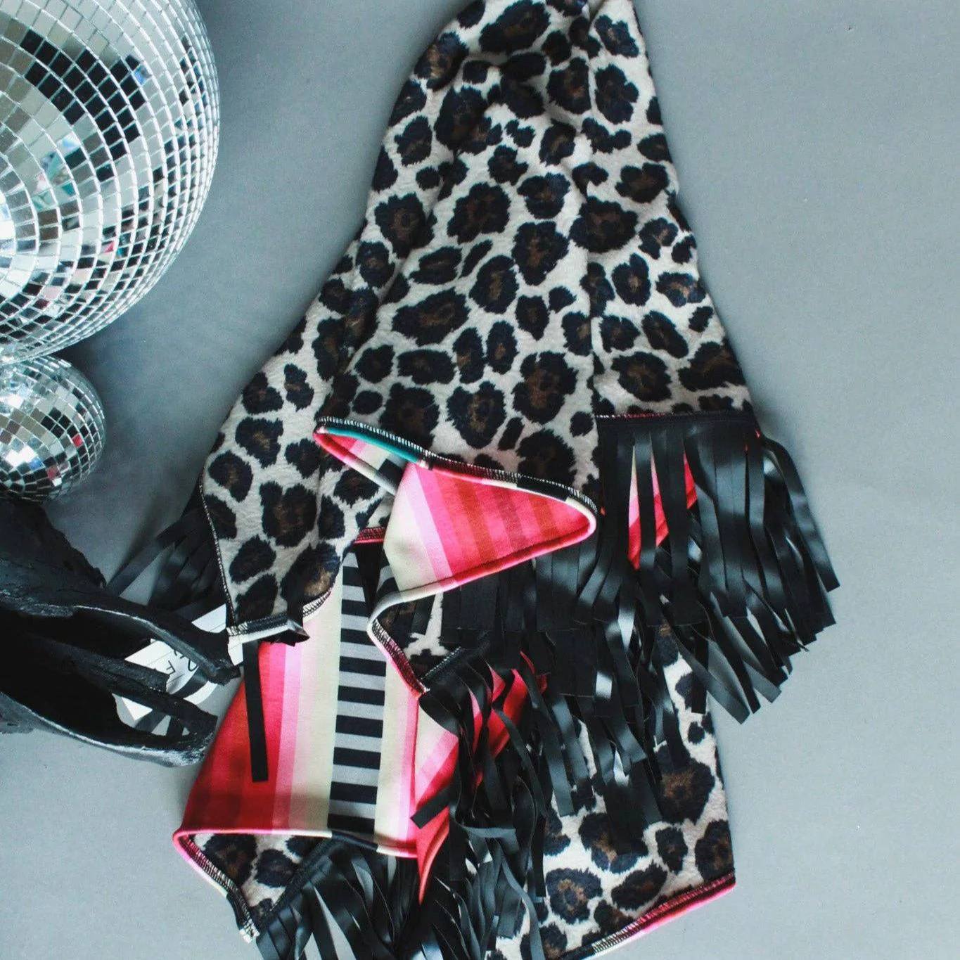 Boujee Babe Reversible Small Blanket | Aztec + Leopard Print Designs with Fringe | 43" x 29" - Image 3