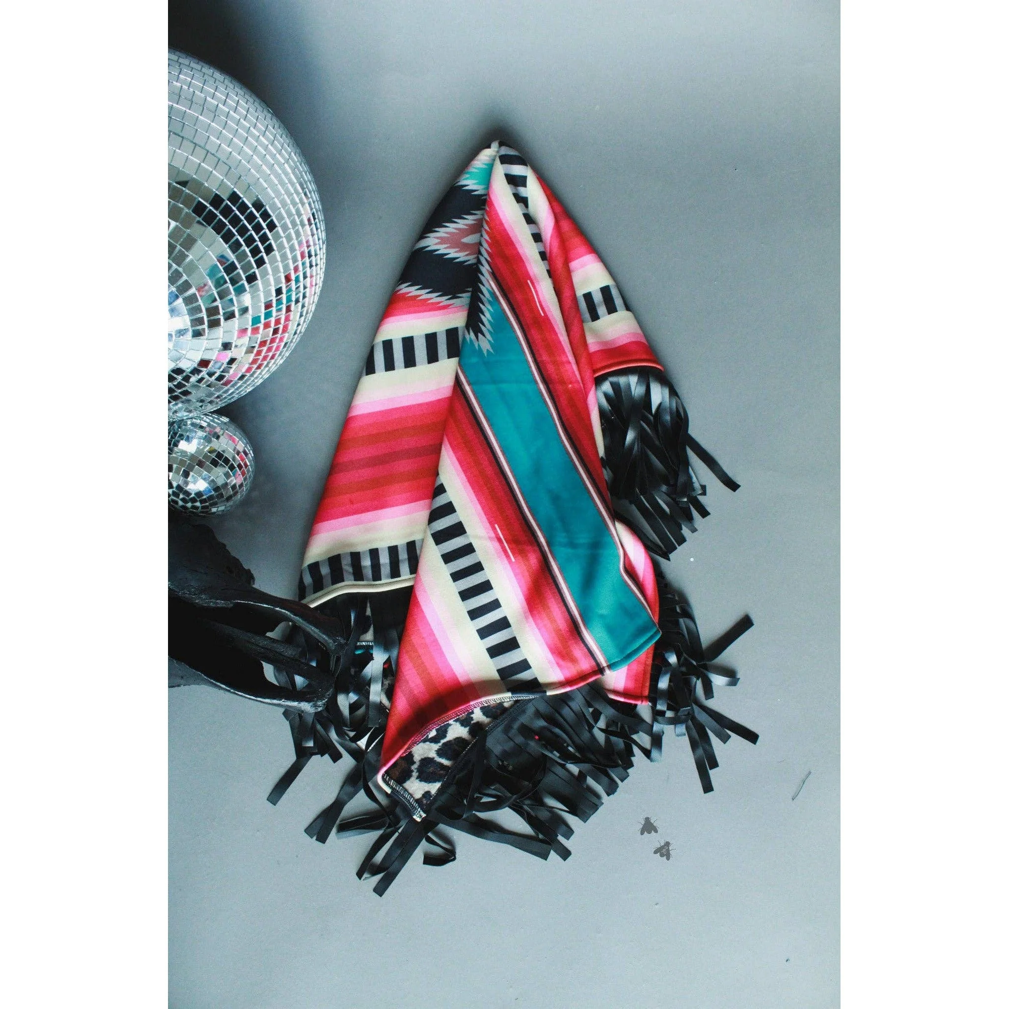 Boujee Babe Reversible Small Blanket | Aztec + Leopard Print Designs with Fringe | 43" x 29" - Image 4