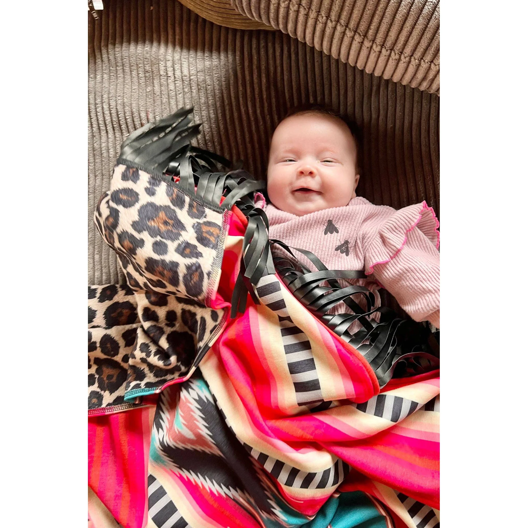 Boujee Babe Reversible Small Blanket | Aztec + Leopard Print Designs with Fringe | 43" x 29" - Image 7