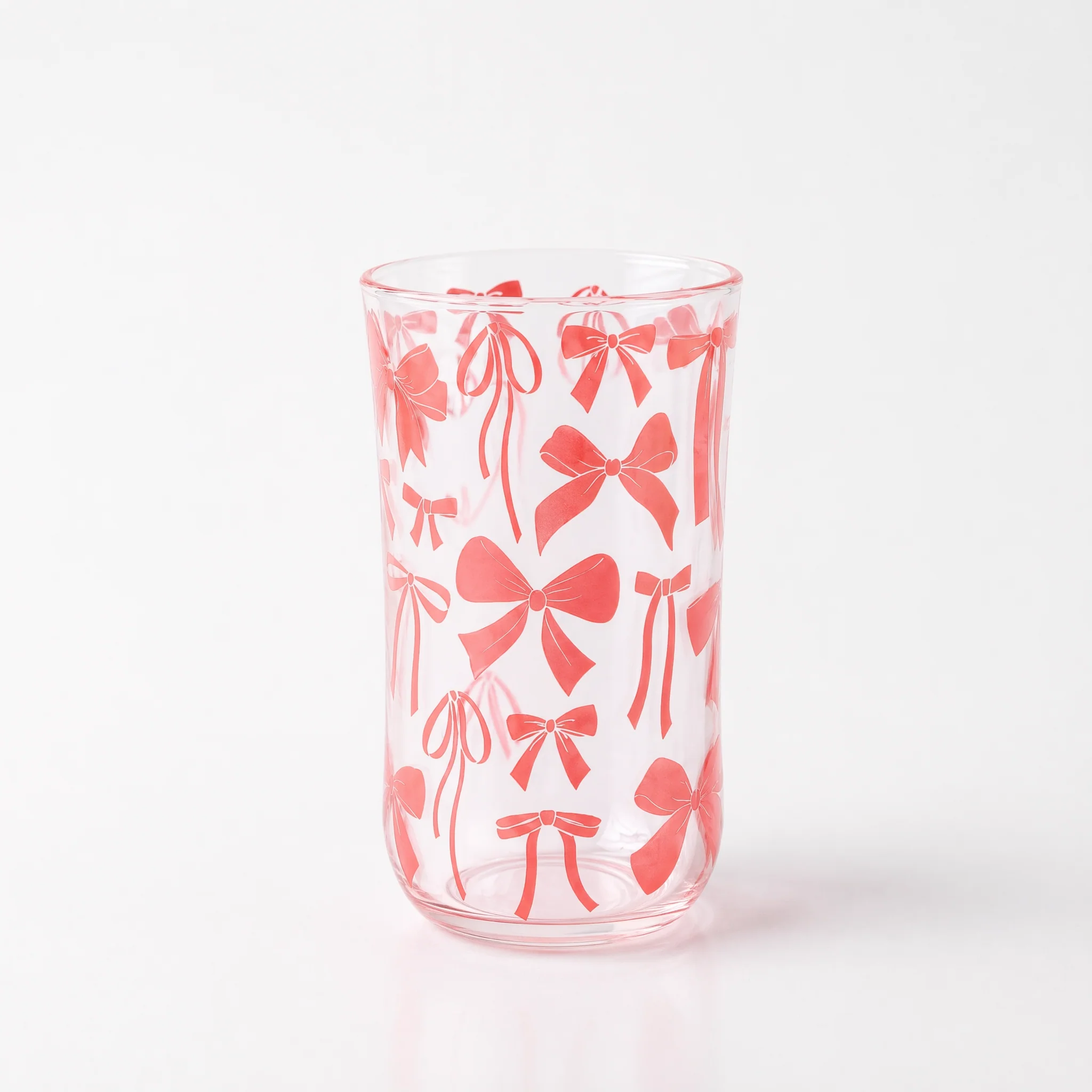 Bow Drinking Glass | Pink Ribbon Glassware | 16oz