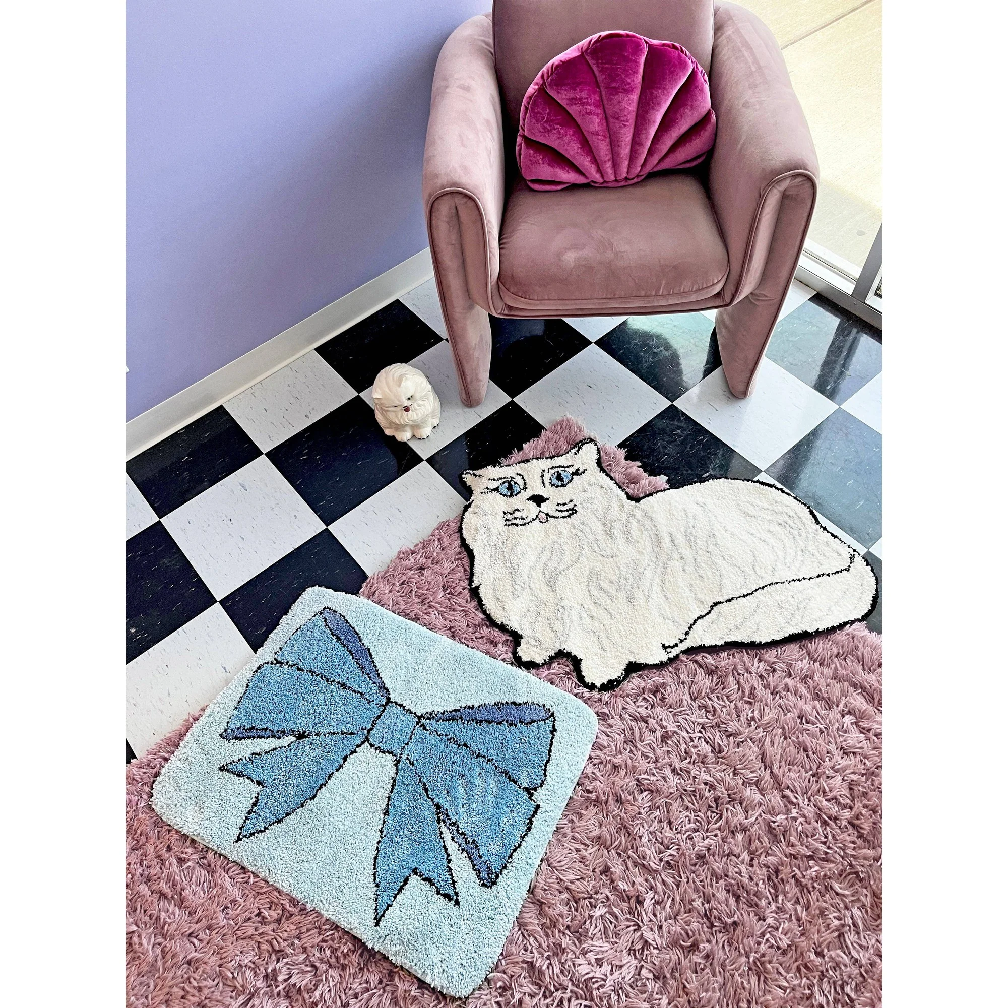 Ultrasoft Bow Rug | Floorcloth Covering | Decorative Wall Mat | 29" x 22" - Image 3