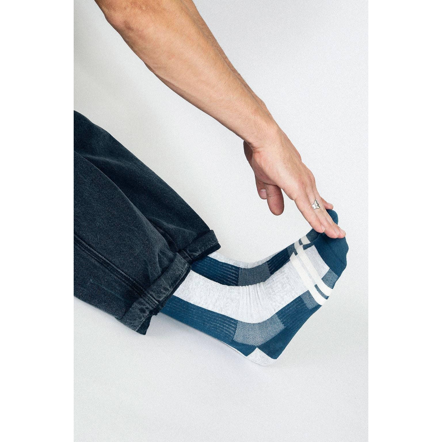 Bower Crew Socks in Navy | Men's Cushioned Crew Socks with Arch Support | Breathable Cotton Socks Size 9–12 - Image 5