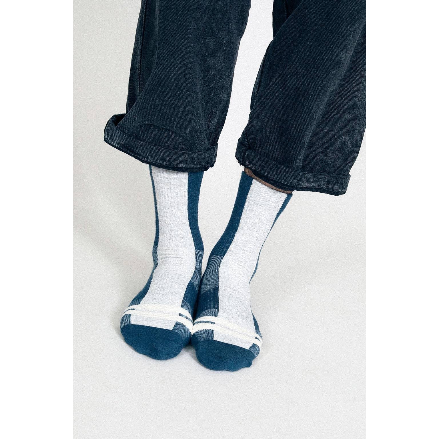 Bower Crew Socks in Navy | Men's Cushioned Crew Socks with Arch Support | Breathable Cotton Socks Size 9–12 - Image 7