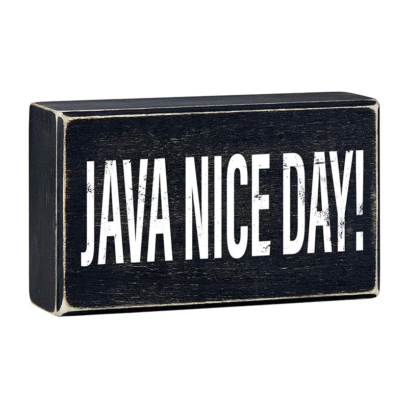 Java Nice Day Box Sign | Wall Tabletop Black Wooden Decor - Image 3