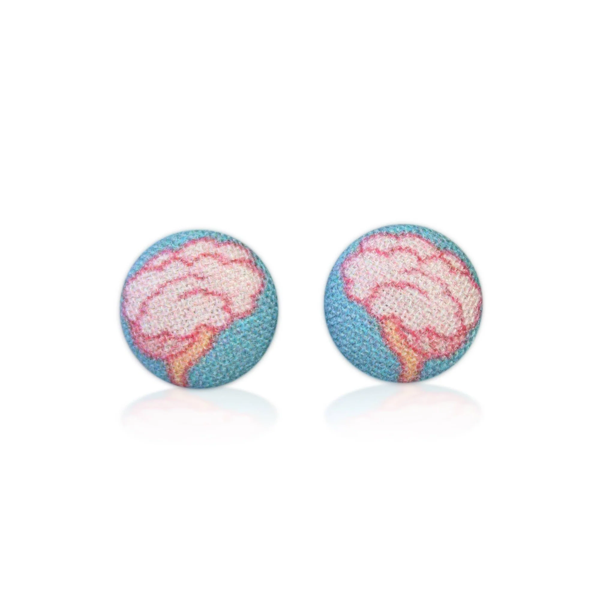 Brain Fabric Button Earrings | Handmade in the US - Image 6