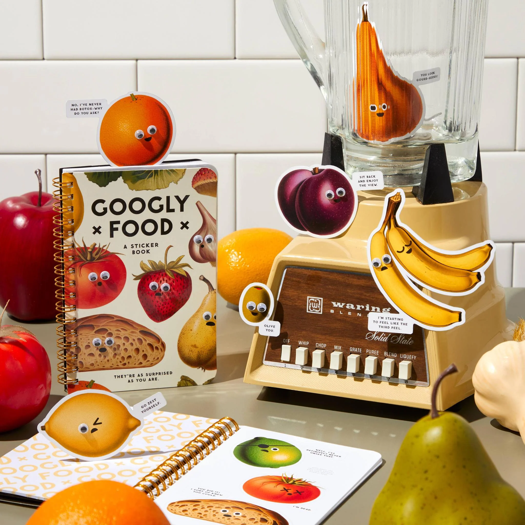 Brass Monkey Googly Food Sticker Book | Vintage-inspired Googly-eye Decals - Image 2