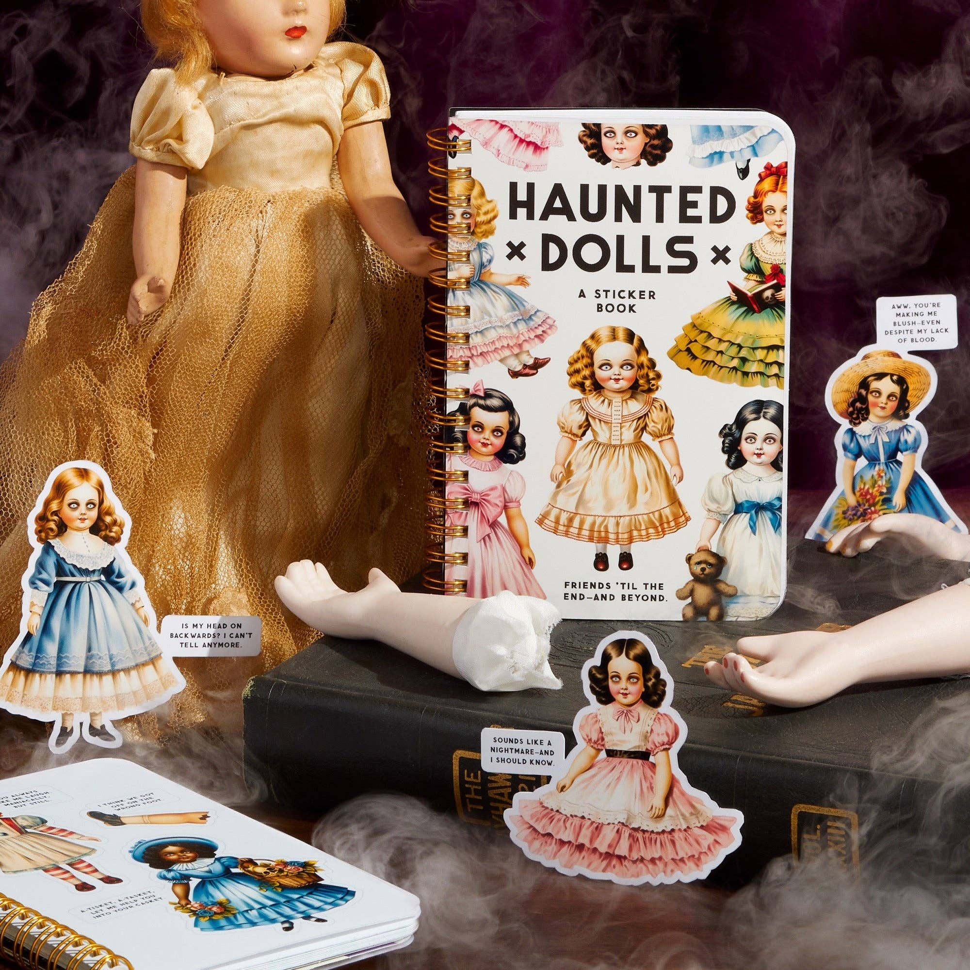 Brass Monkey Haunted Dolls Sticker Book | Vintage-inspired Spooky Decals