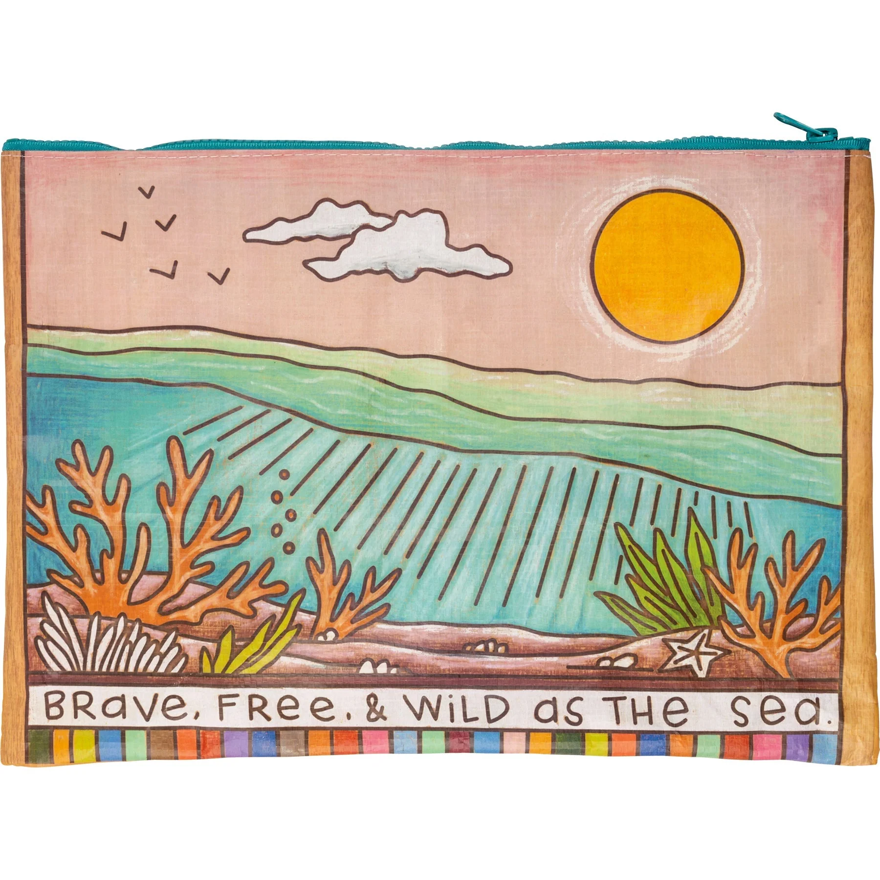 Jumbo Pouch Brave Free & Wild As The Sea Zipper Folder | 14.25" x 10" - Image 4