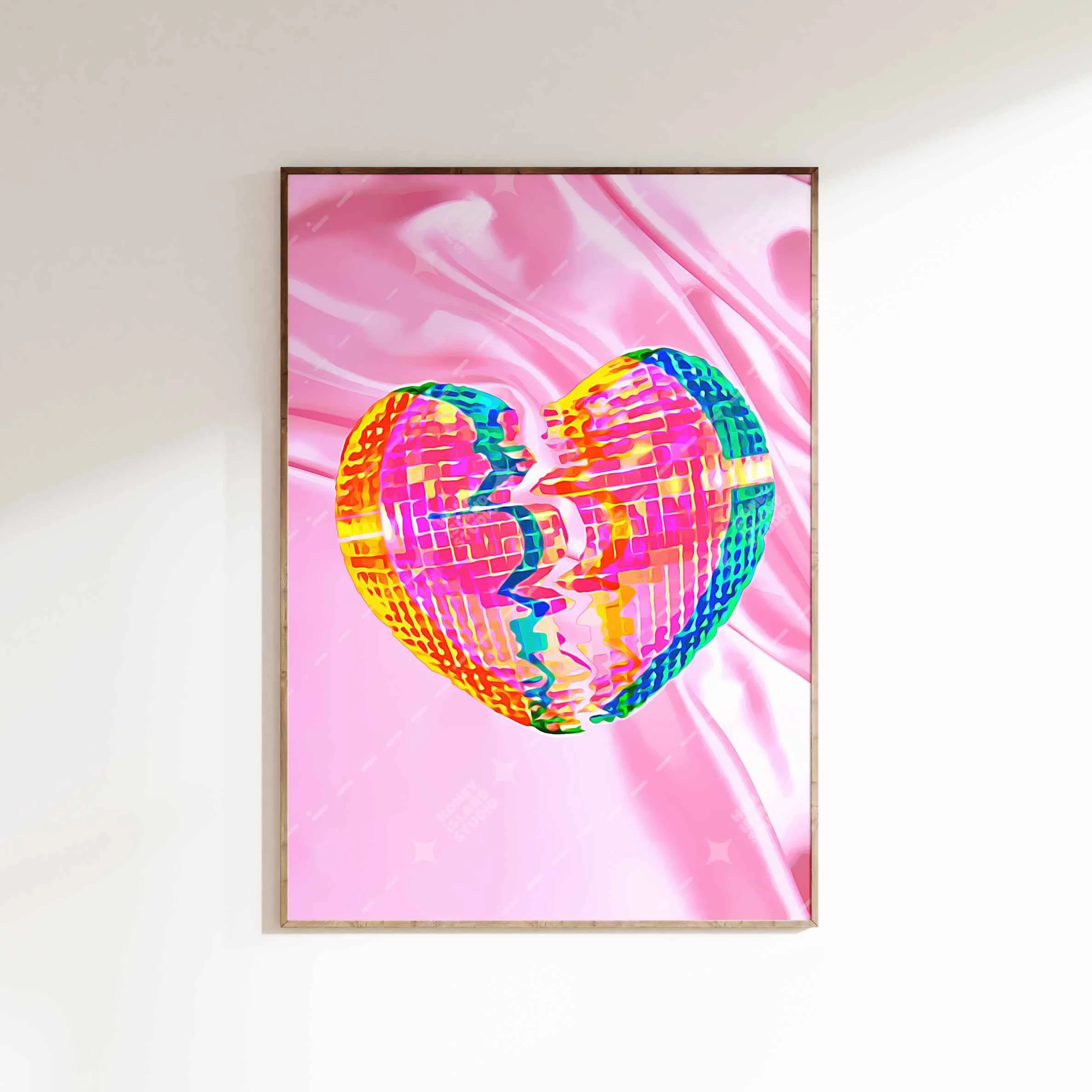 Broken Heart Disco Mini Art Print in Pink | 80s Unframed Miniature Poster - Image 4