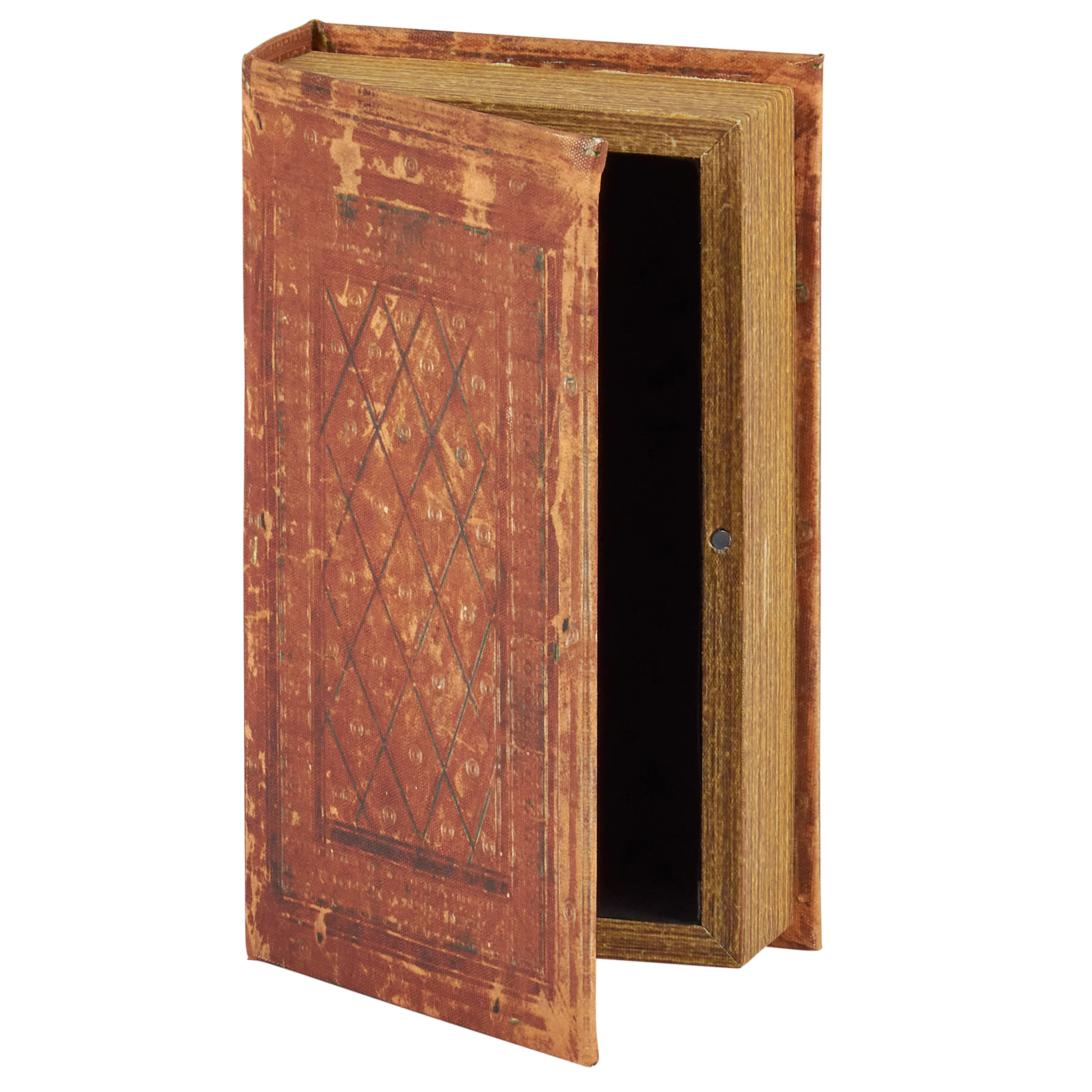 Brown Lattice Velvet-Lined Canvas Book Box | 5.5" x 7.75" x 2" - Image 2