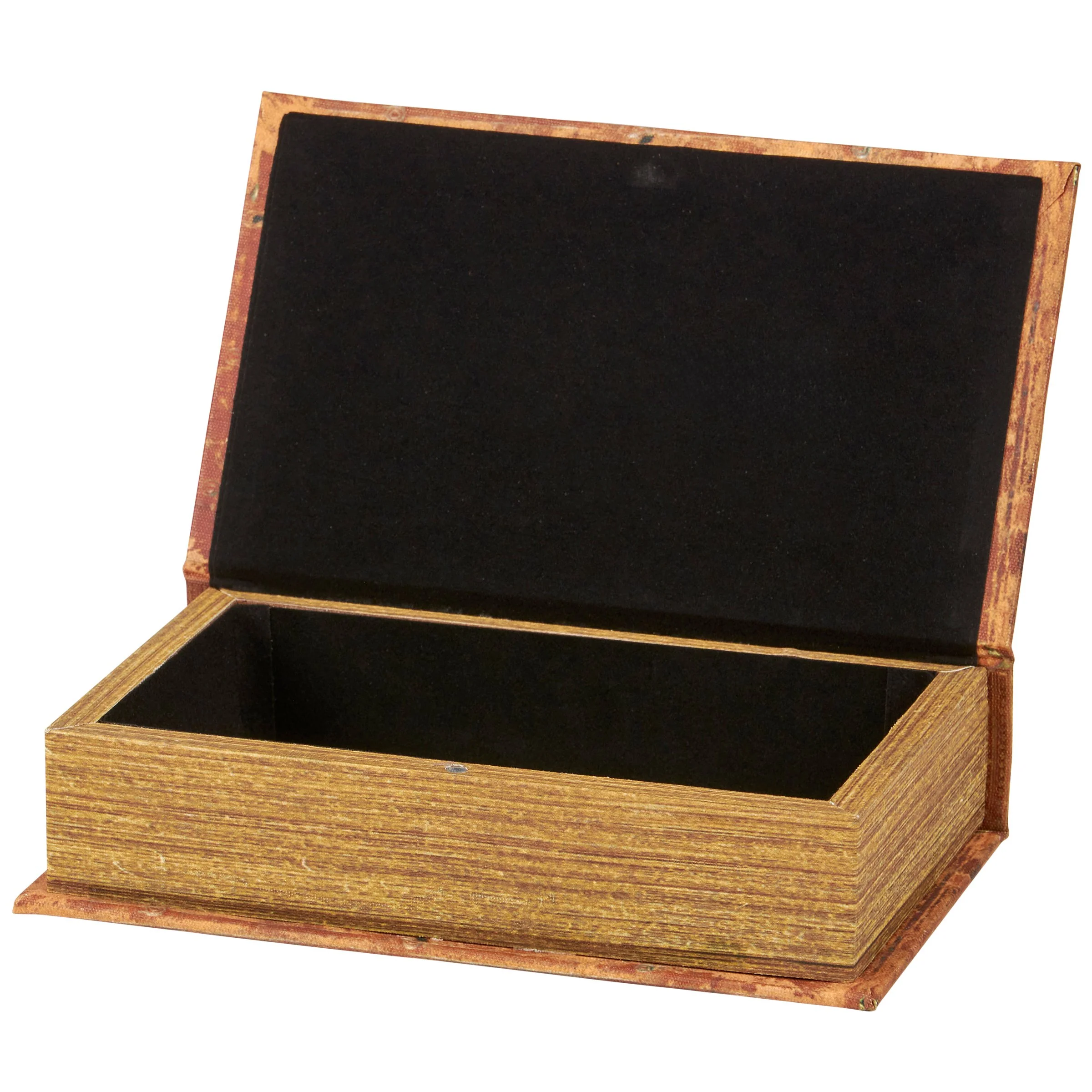 Brown Lattice Velvet-Lined Canvas Book Box | 5.5" x 7.75" x 2" - Image 4