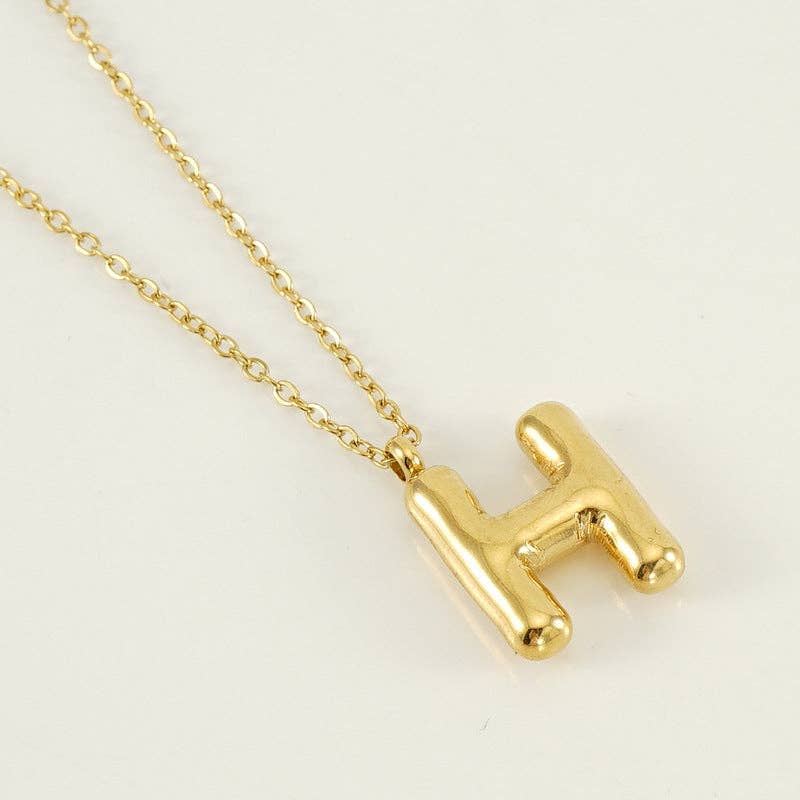 Bubble Shape Initials 18K Gold Plated Pendant Necklace | Alphabet Letter Charm Necklace - Image 10