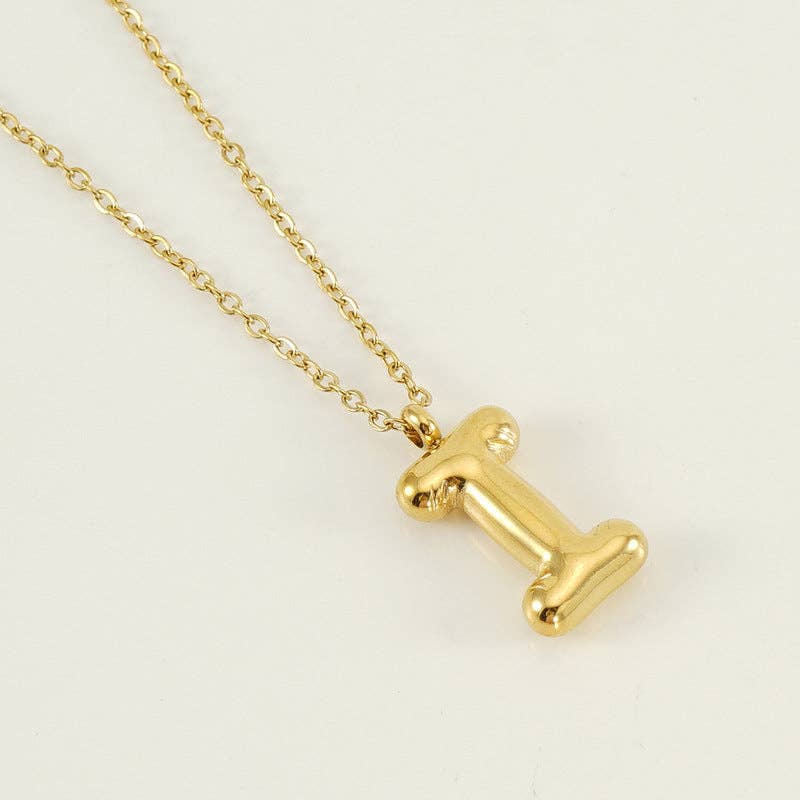 Bubble Shape Initials 18K Gold Plated Pendant Necklace | Alphabet Letter Charm Necklace - Image 11