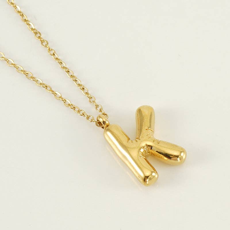 Bubble Shape Initials 18K Gold Plated Pendant Necklace | Alphabet Letter Charm Necklace - Image 13
