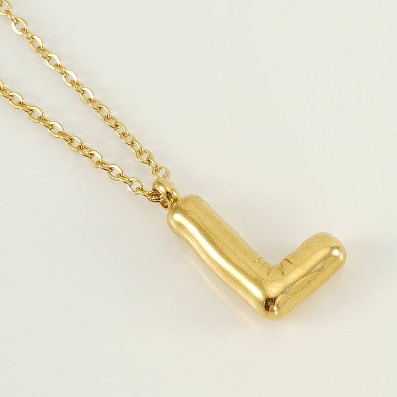 Bubble Shape Initials 18K Gold Plated Pendant Necklace | Alphabet Letter Charm Necklace - Image 14