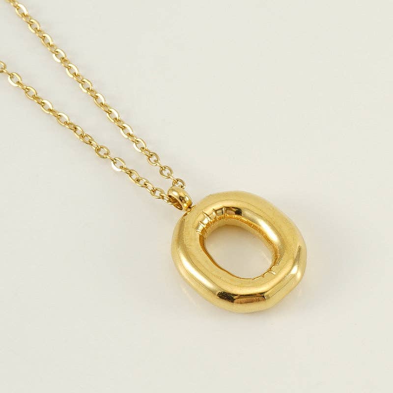 Bubble Shape Initials 18K Gold Plated Pendant Necklace | Alphabet Letter Charm Necklace - Image 17