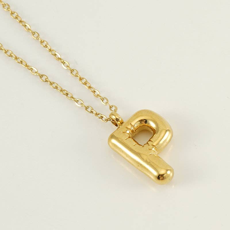 Bubble Shape Initials 18K Gold Plated Pendant Necklace | Alphabet Letter Charm Necklace - Image 18
