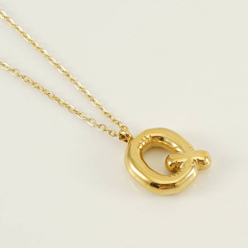Bubble Shape Initials 18K Gold Plated Pendant Necklace | Alphabet Letter Charm Necklace - Image 19