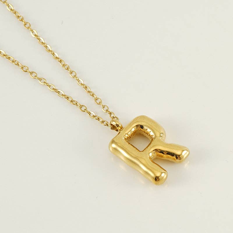 Bubble Shape Initials 18K Gold Plated Pendant Necklace | Alphabet Letter Charm Necklace - Image 20