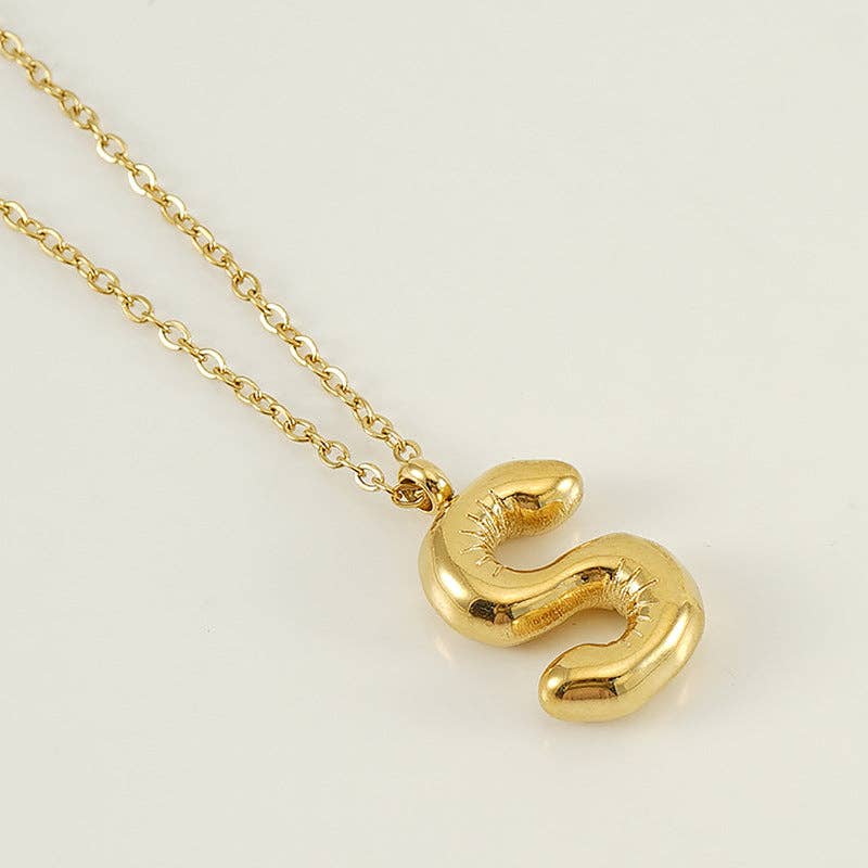 Bubble Shape Initials 18K Gold Plated Pendant Necklace | Alphabet Letter Charm Necklace - Image 21