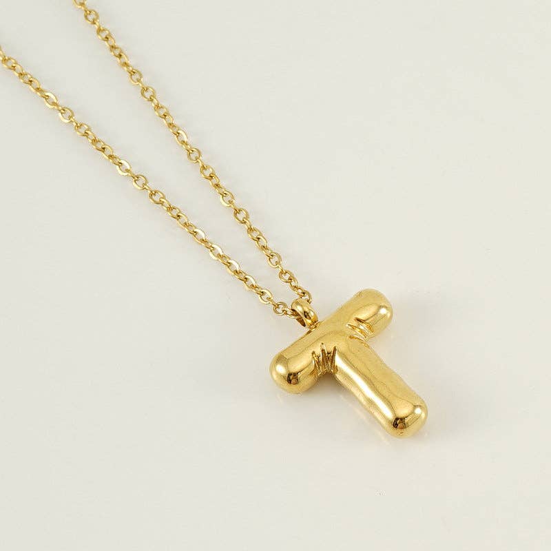 Bubble Shape Initials 18K Gold Plated Pendant Necklace | Alphabet Letter Charm Necklace - Image 22