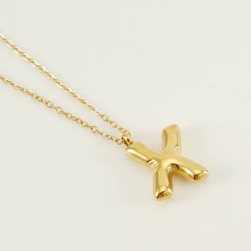 Bubble Shape Initials 18K Gold Plated Pendant Necklace | Alphabet Letter Charm Necklace - Image 26
