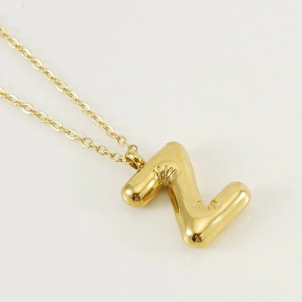 Bubble Shape Initials 18K Gold Plated Pendant Necklace | Alphabet Letter Charm Necklace - Image 28