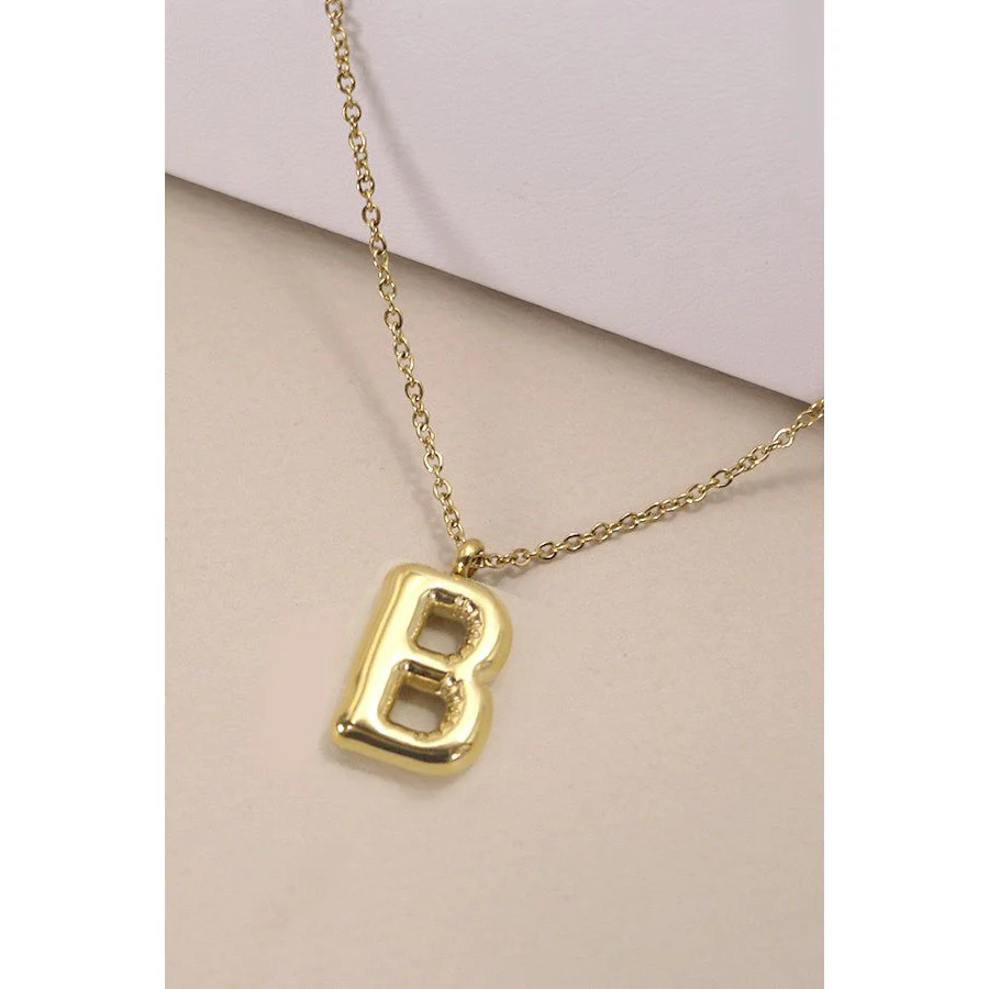 Bubble Shape Initials 18K Gold Plated Pendant Necklace | Alphabet Letter Charm Necklace - Image 35