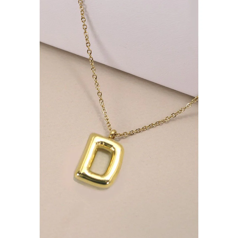 Bubble Shape Initials 18K Gold Plated Pendant Necklace | Alphabet Letter Charm Necklace - Image 37
