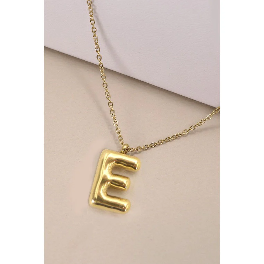 Bubble Shape Initials 18K Gold Plated Pendant Necklace | Alphabet Letter Charm Necklace - Image 38
