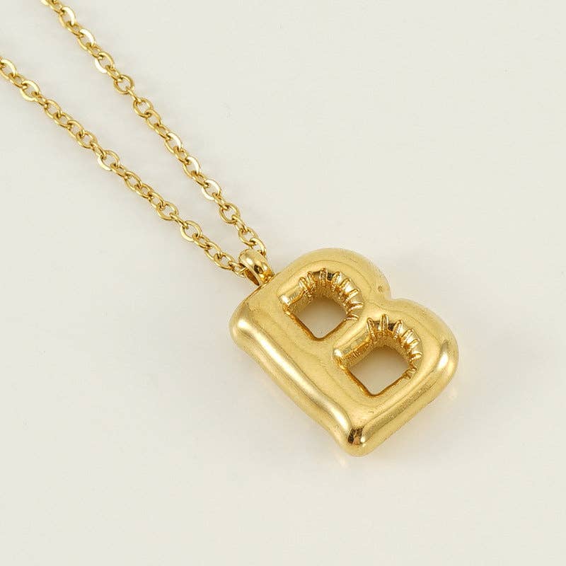 Bubble Shape Initials 18K Gold Plated Pendant Necklace | Alphabet Letter Charm Necklace - Image 4