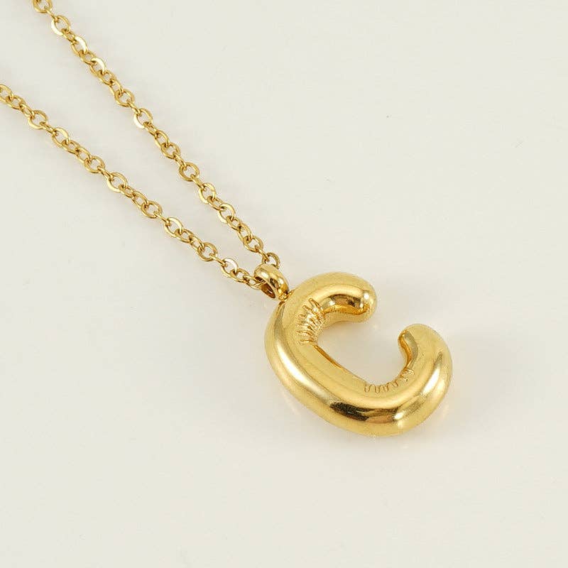 Bubble Shape Initials 18K Gold Plated Pendant Necklace | Alphabet Letter Charm Necklace - Image 5