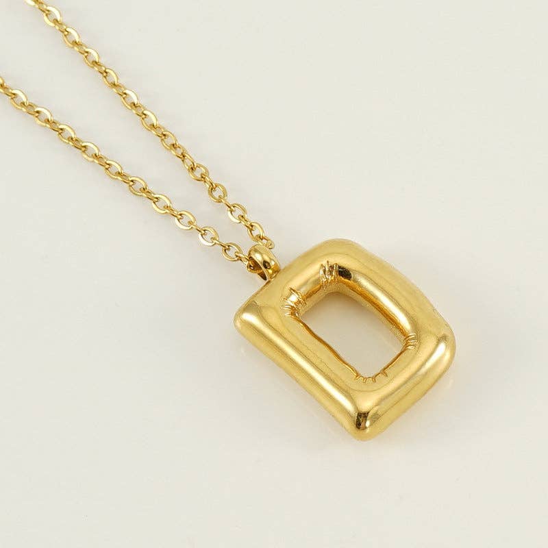 Bubble Shape Initials 18K Gold Plated Pendant Necklace | Alphabet Letter Charm Necklace - Image 6