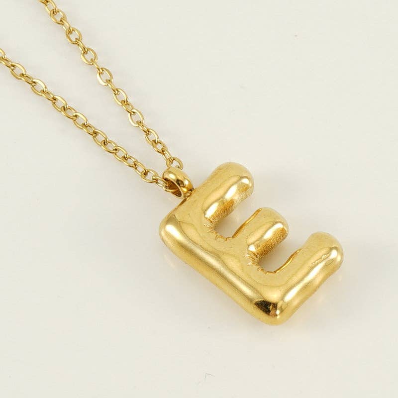 Bubble Shape Initials 18K Gold Plated Pendant Necklace | Alphabet Letter Charm Necklace - Image 7