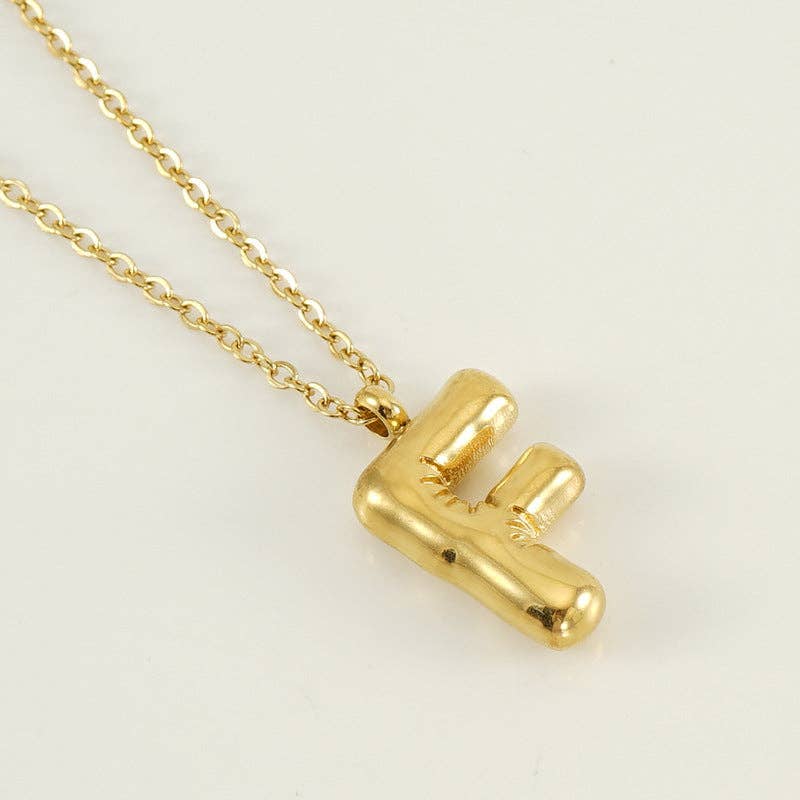 Bubble Shape Initials 18K Gold Plated Pendant Necklace | Alphabet Letter Charm Necklace - Image 8