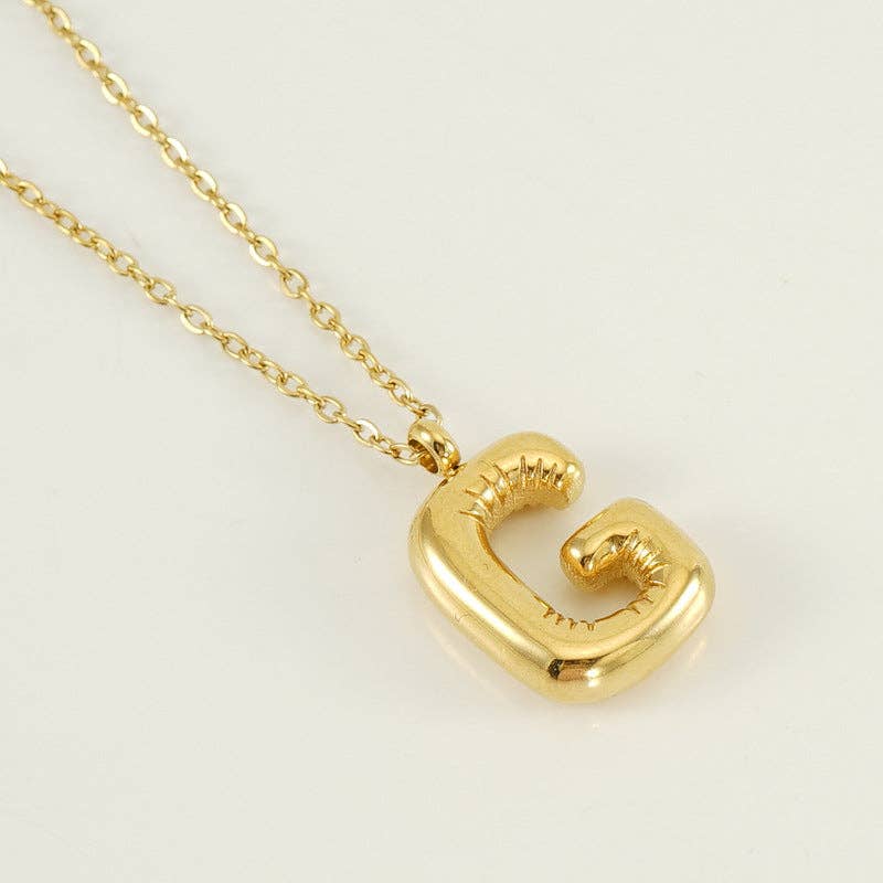 Bubble Shape Initials 18K Gold Plated Pendant Necklace | Alphabet Letter Charm Necklace - Image 9