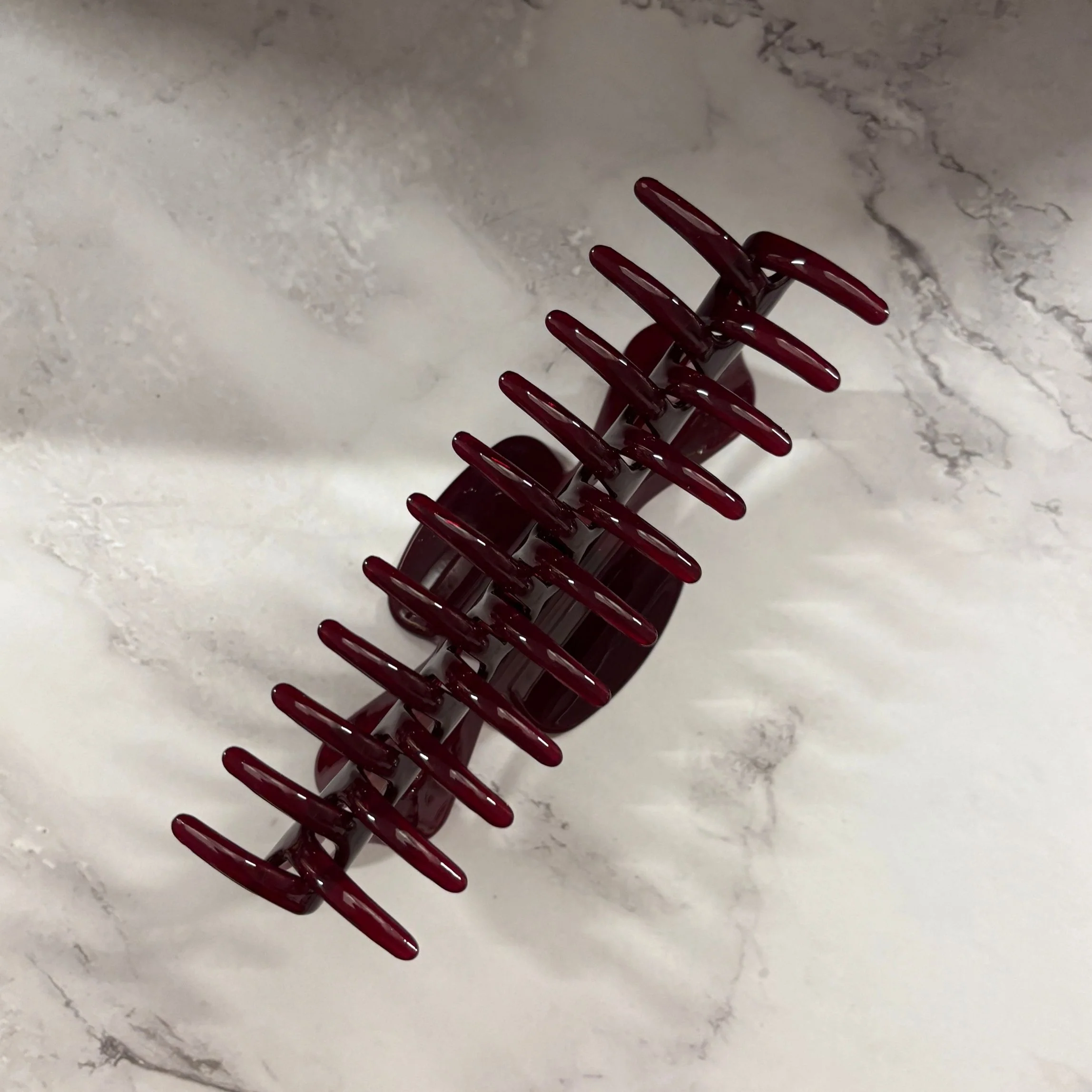 Giant Burgundy Hue Megabow Hair Claw for Long, Thick Hair | Velvet Claws Panther Icon in Gold Foil - Image 9