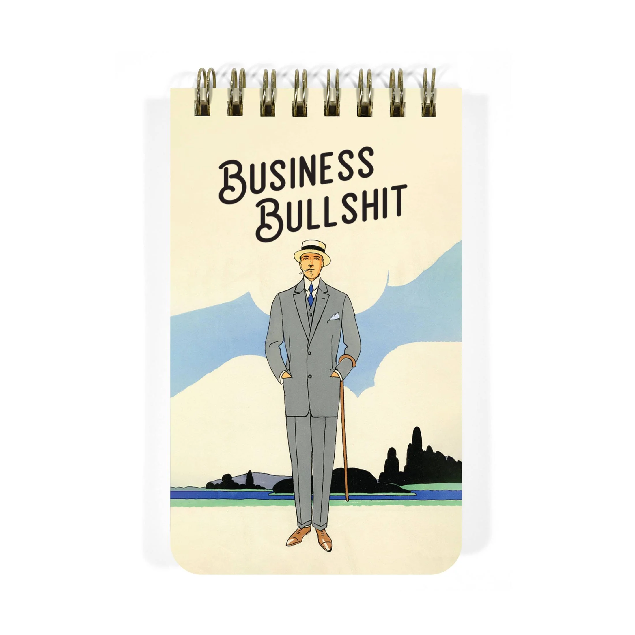 Business Bullshit Funny Spiral Memo Notepad | Small Vintage Pad 3" x 5"