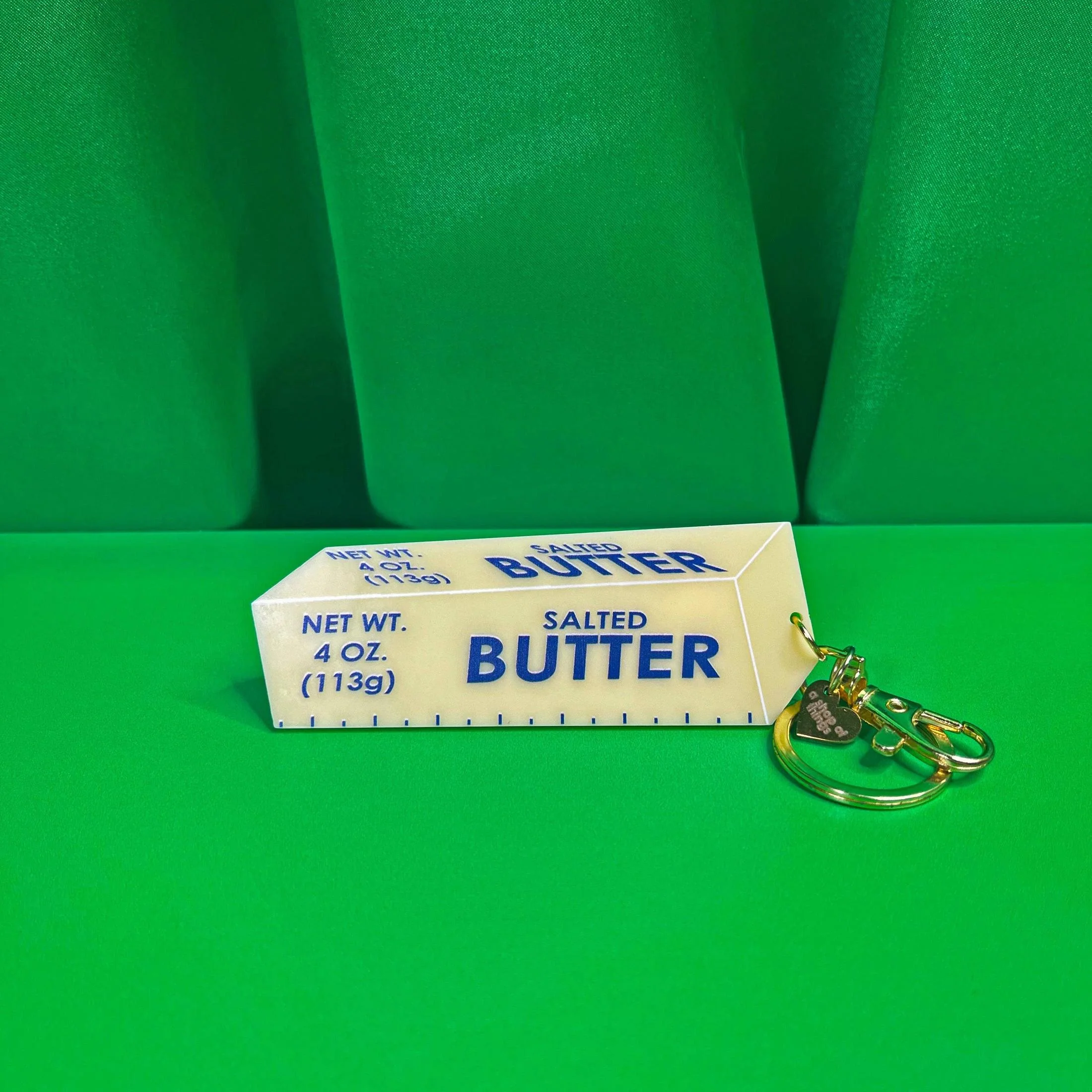 Butter Double-Sided Keychain | Acrylic Key Holder with Gold Clasp | 4" Long - Image 2