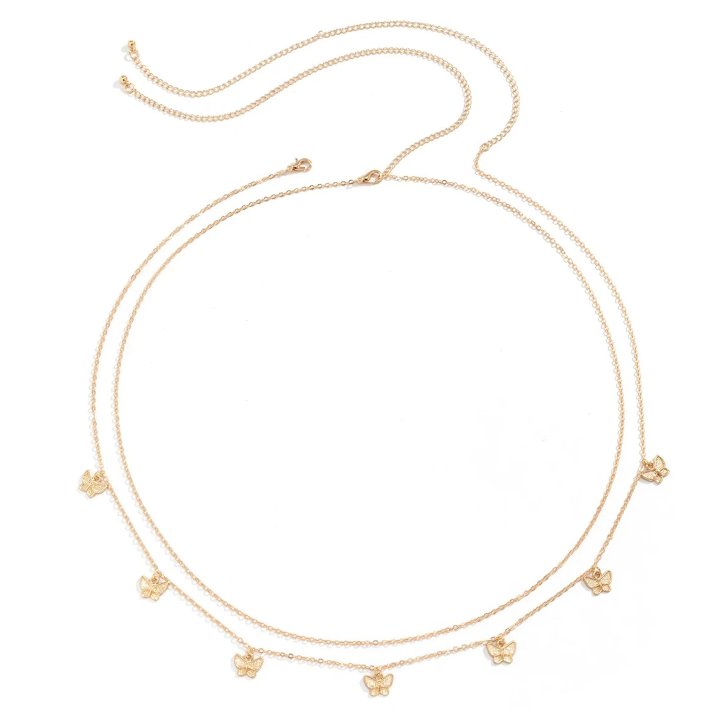Butterfly Waist Chain Jewelry Set of 2 | Gold Chains with Butterfly Charms