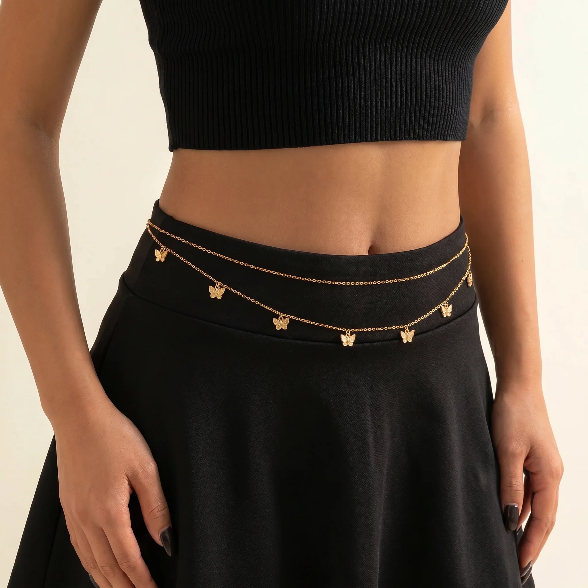 Butterfly Waist Chain Jewelry Set of 2 | Gold Chains with Butterfly Charms - Image 2